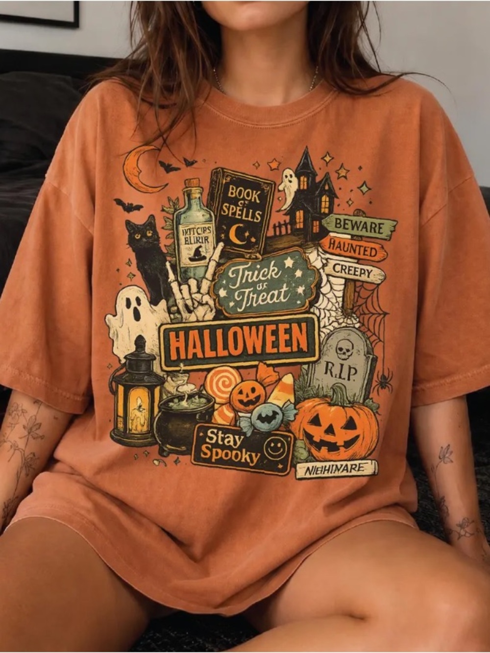 Vintage Halloween Comfort Color T-Shirt, Spooky Season Party Tee, Pumpkin Ghost